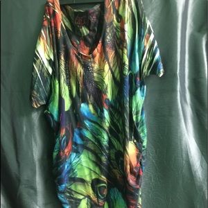 A bold multi color French Blue casual top.